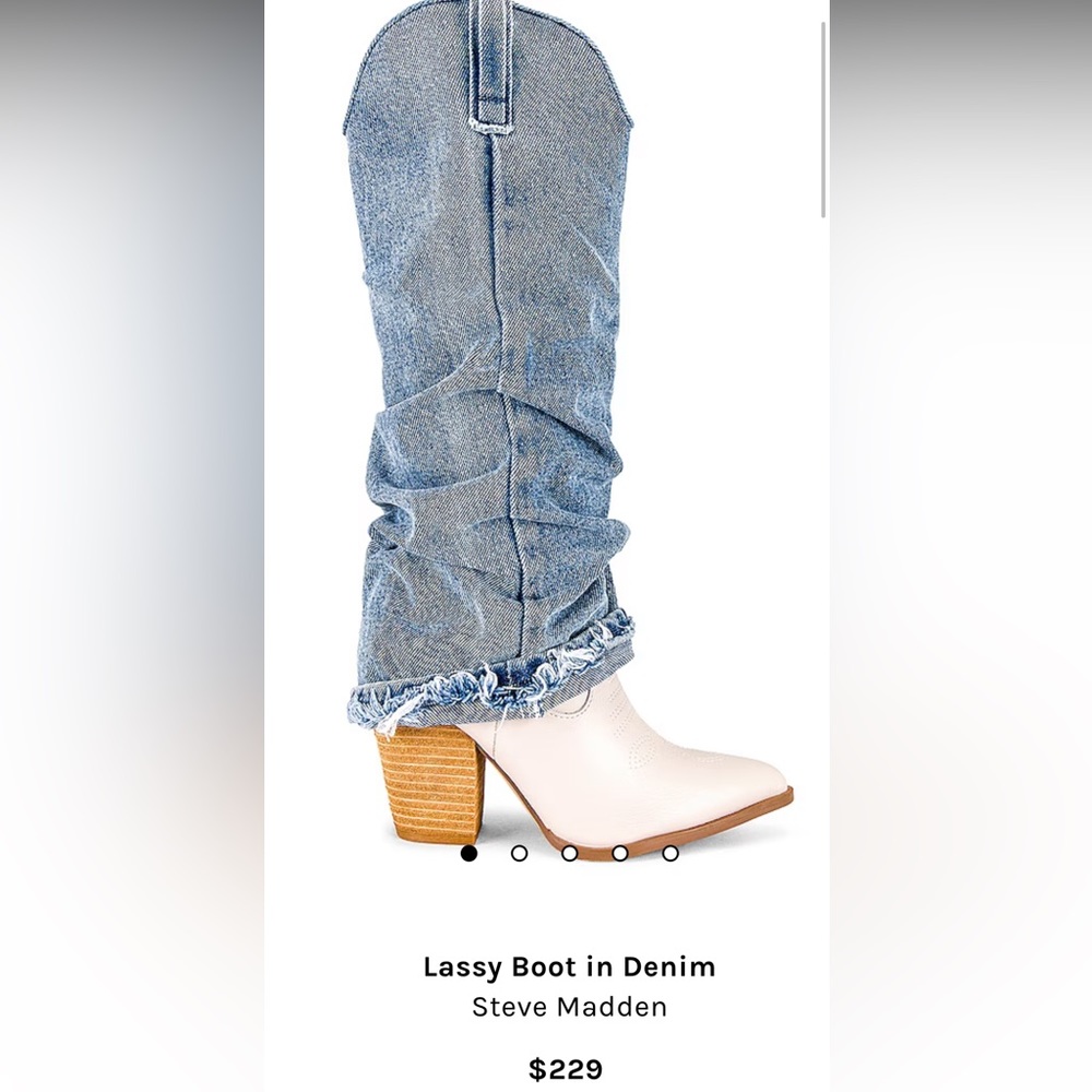 Steve Madden Lassy Denim Western Cowboy Boot 7.5